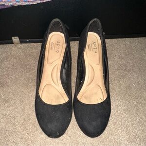Black Rounded Toe Wedges